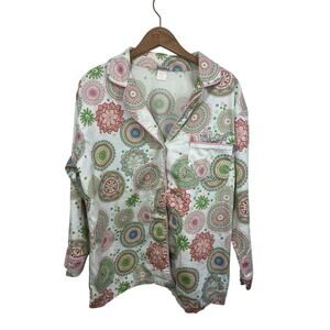 Bed Head Pajamas PJ Button Up Top Women's Large Medallions Whimsy Multicolor